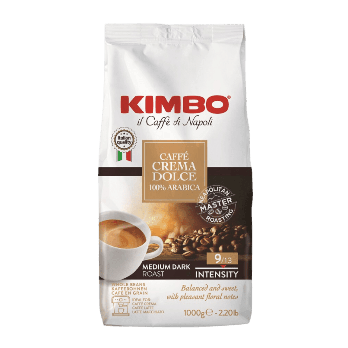 Kimbo Dolce Crema - café em grão - 1 quilo