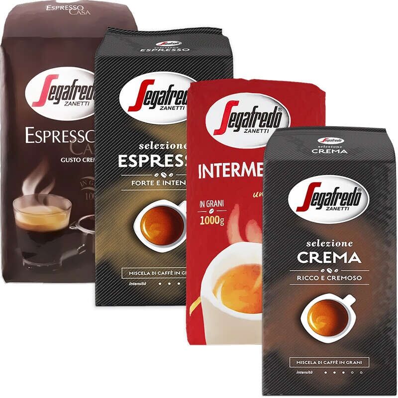 Pacote de degustação de grãos de café Segafredo 4 x 1 quilo