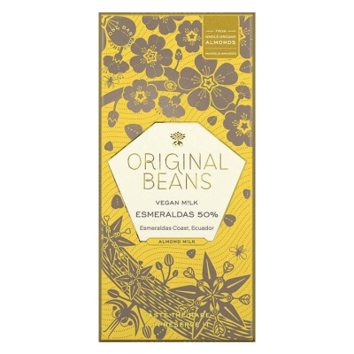 Data de validade curta: Original Beans - Esmeraldas Vegan Almond - Chocolate de amêndoa com 50% de leite de amêndoa