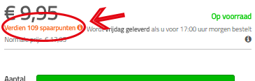 Os pontos de fidelidade são mostrados junto ao produto